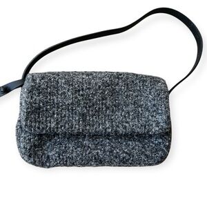Lauren Ralph Lauren Vintage Gray Tweed Fold Over Women's Shoulder Bag
